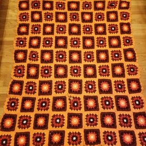 Vintage Granny Crochet Square Afghan Throw